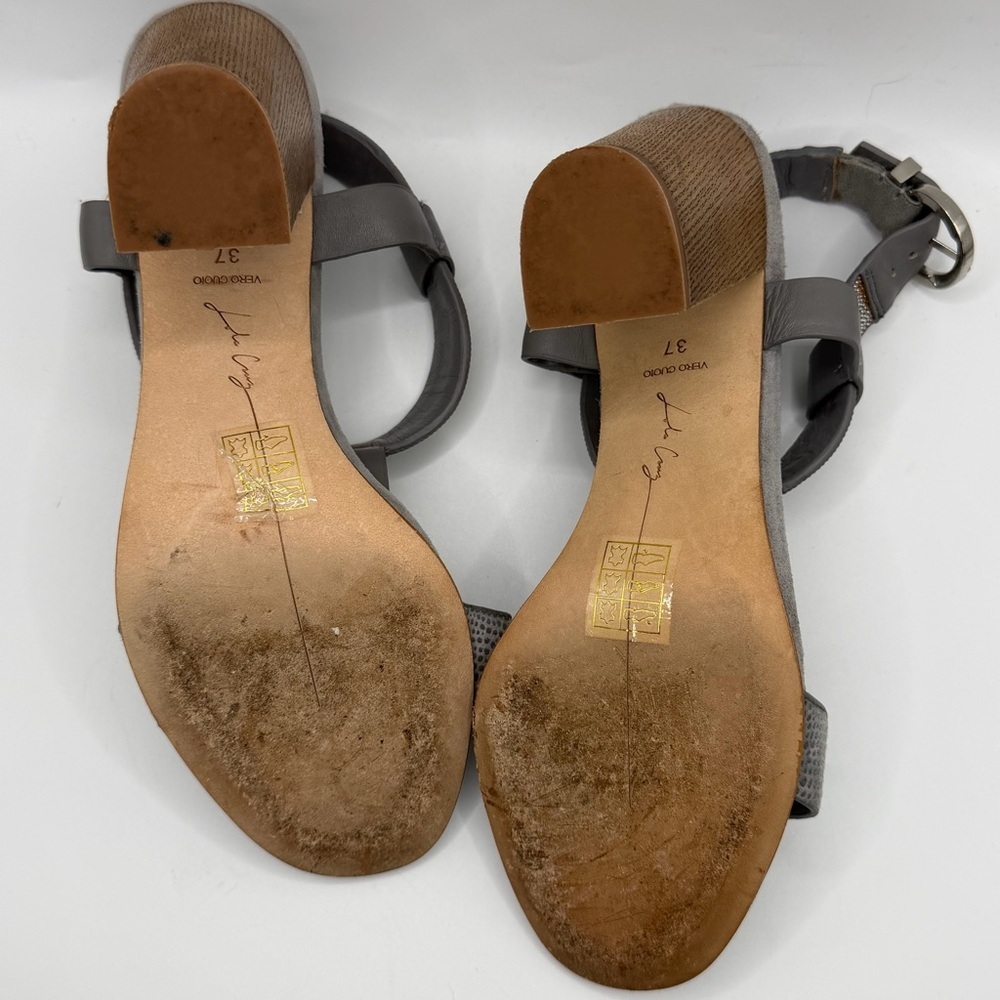 Lola Cruz | Grey Suede T-Strap Block Heel Sandals | EU 37 - Picture 4 of 12